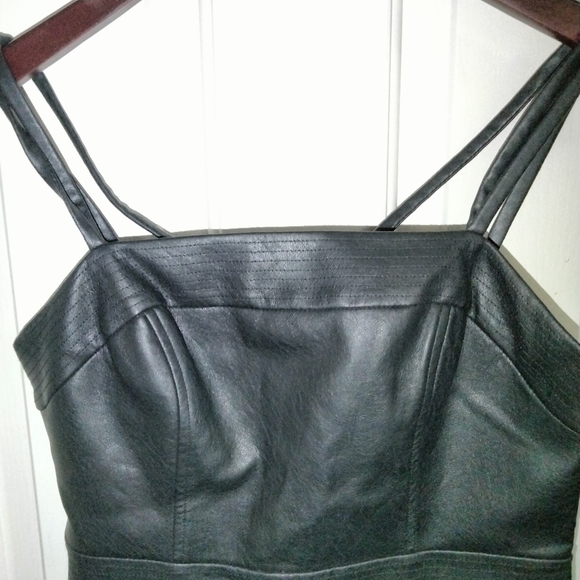 BCBG MaxAzria faux black leather Strappy cocktail dress as 4 - Picture 2 of 7